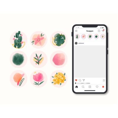وکتور تصویر گل و برگ برای هایلایت برنامه اینستاگرام