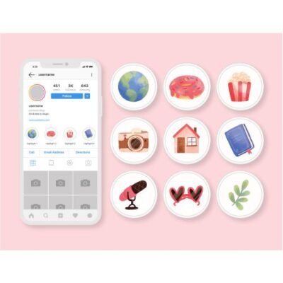 وکتور برچسب های کاربردی کاور هایلایت اینستاگرام