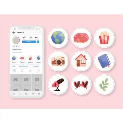 watercolor instagram highlights set 1 وکتور برچسب های کاربردی کاور هایلایت اینستاگرام