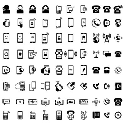 مجموعه طرح وکتور لوگو آیکون ارتباطات - تلفن - پیامک - موبایل - اینترنت