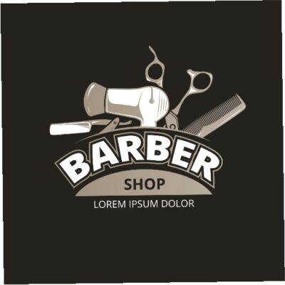 طرح وکتور لوگو آرایشگاه - آرم آرایشگاه مردانه قیچی و سبیل