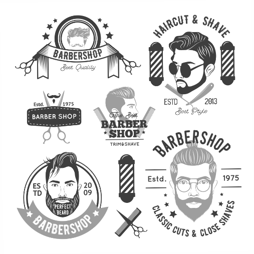 barbershop monochrome emblems 1