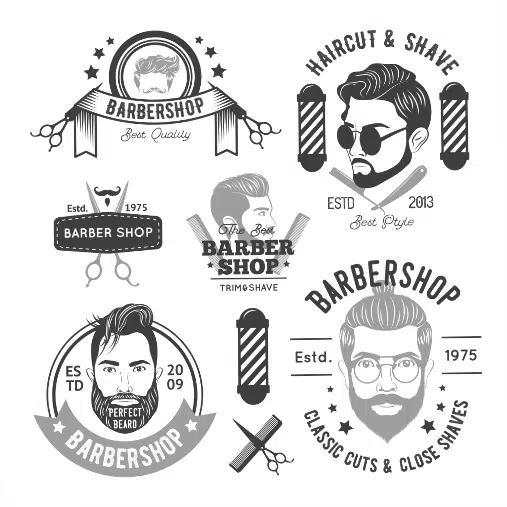 barbershop monochrome emblems 1 ست وکتور تتو فشن
