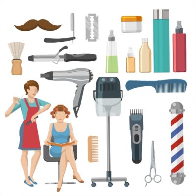 طرح وکتور ست لوازم سالن زیبایی