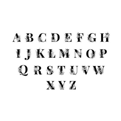 طرح ست وکتور حروف الفبای لاتین بزرگ گلدار