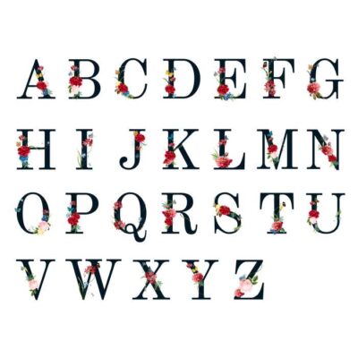 طرح وکتور حروف الفبای لاتین - تصویر گل ها استوایی