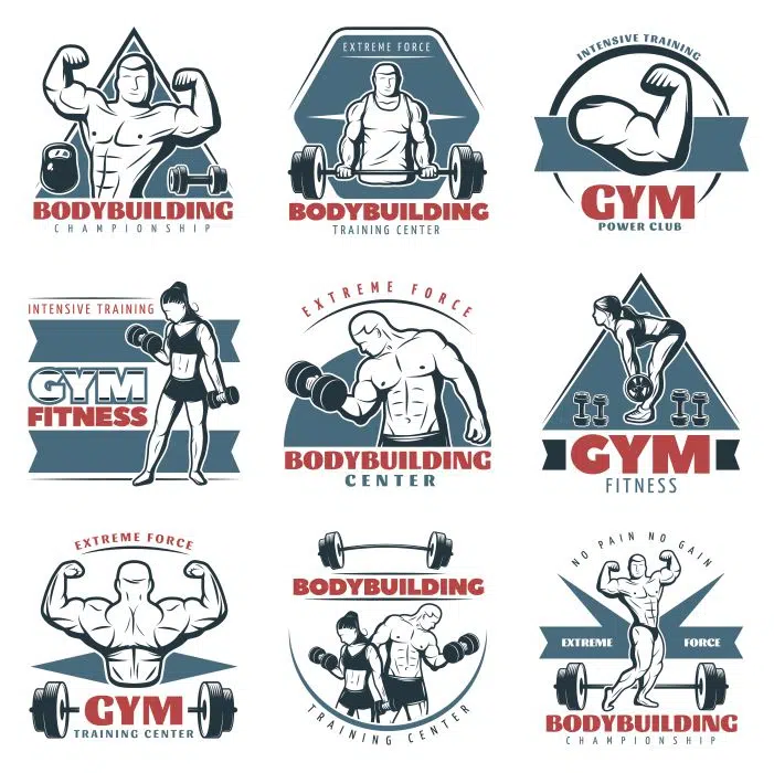 colored body building logo set 1 طرح ست آرم لوگو بدنه ساختمانی رنگی