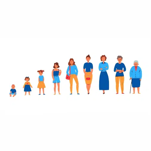 colorful flat set icons showing women from various generations isolated 1 دو دانشمند-جوان-در حال انجام-شیمی-آزمایش-کلاس
