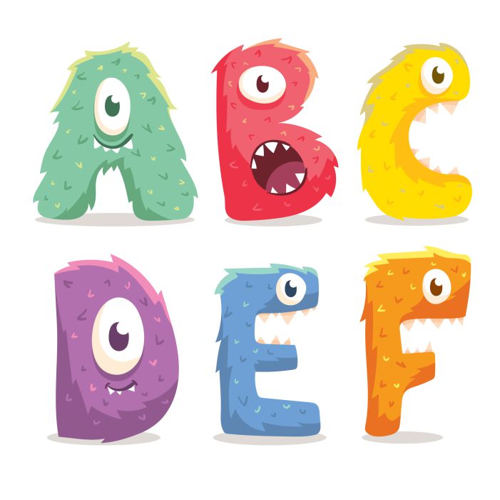 cute halloween monster alphabet 1 وکتور