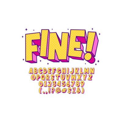 طرح حروف الفبای لاتین هنری پاپ فانتزی