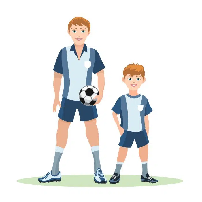 father with ball son stand green field soccer team 1 عکس گوشت بره -1