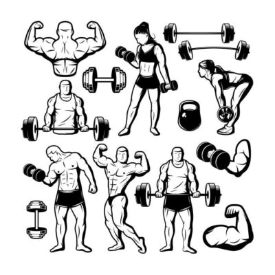 ست طرح وکتور فیتنس و باشگاه - افراد - دمبل - بدنسازی