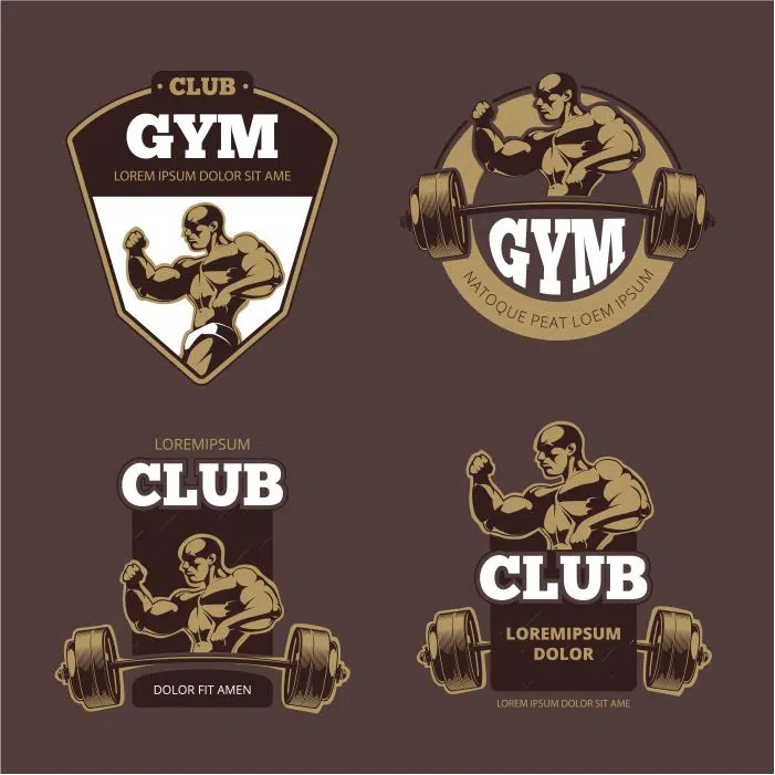 fitness bodybuilder sports retro emblems labels badges logos 1 طرح وکتور شبح های بچه ها - بازی ورزش