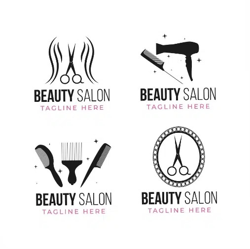 flat hand drawn hair salon logo collection 1 طرح وکتور 4 تایی آرایشگاه - لوگو باربر شاپ و بیوتی سالن