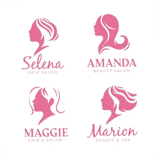 flat hand drawn hair salon logo collection 2 1 طرح وکتور 4 تایی آرایشگاه - لوگو باربر شاپ و بیوتی سالن