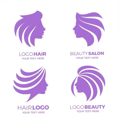 flat hand drawn hair salon logo set 1 طرح وکتور 4 تایی آرایشگاه - لوگو باربر شاپ و بیوتی سالن