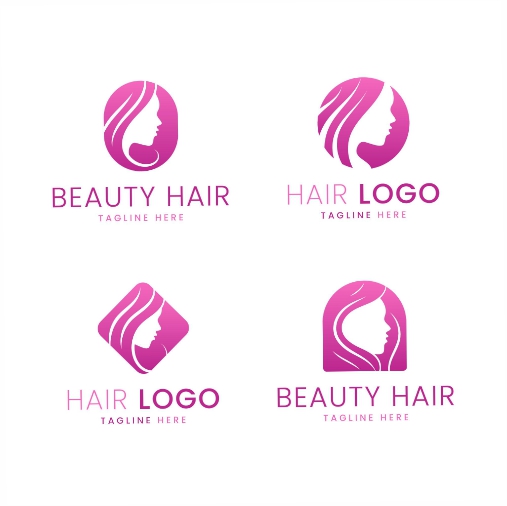 flat hand drawn hair salon logo set 2 1 طرح وکتور 4 تایی آرایشگاه - لوگو باربر شاپ و بیوتی سالن