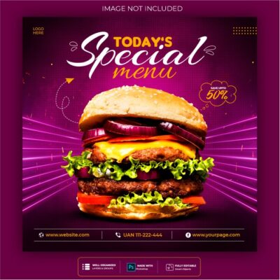 طرح بنر غذا - رسانه اجتماعی - 2