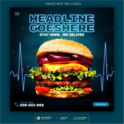 طرح بنر غذا - رسانه اجتماعی - 3