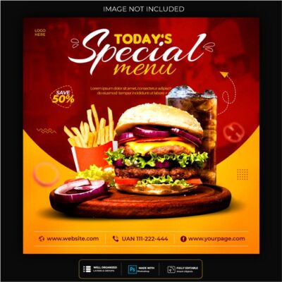 طرح بنر غذا - رسانه اجتماعی اینستاگرام