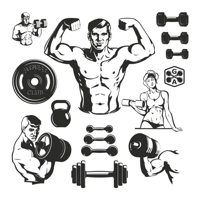 طرح علامت های ست فیتنس - دمبل 1 gym fitness elements set 1 طرح علامت های ست فیتنس - دمبل