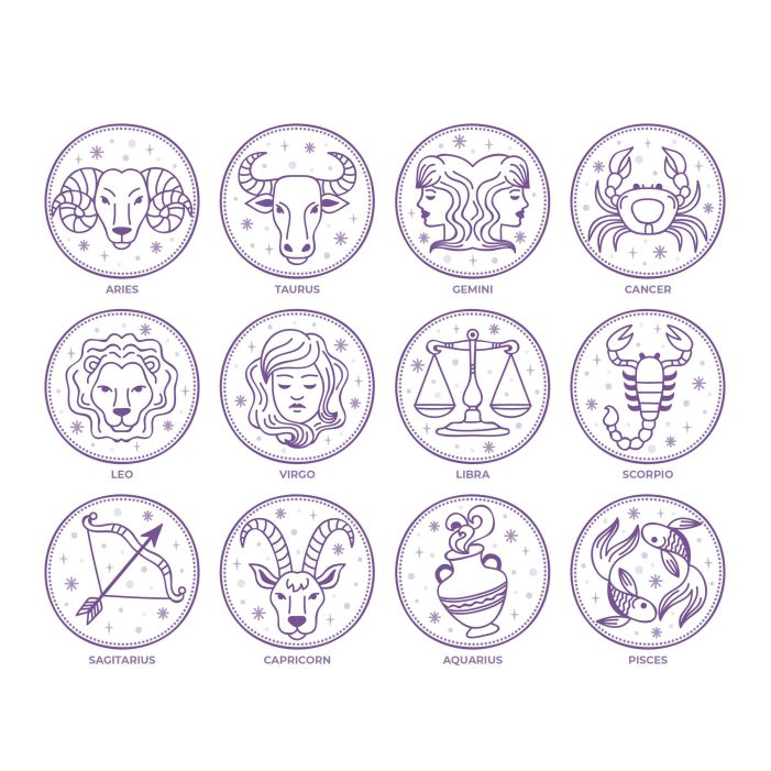 hand drawn zodiac sign set 1 ست وکتور نشان های برج - صورت های فلکی