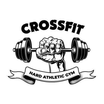 طرح وکتور ورزش سخت بدنسازی - باشگاه - آرم - بازو - هالتر