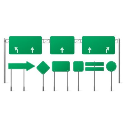 طرح بزرگراه - تابلو سبز - فلش ها و نشان دادن شهر جهت ترافیک
