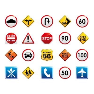 مجموعه ای از آیکون های جدا شده از جاده