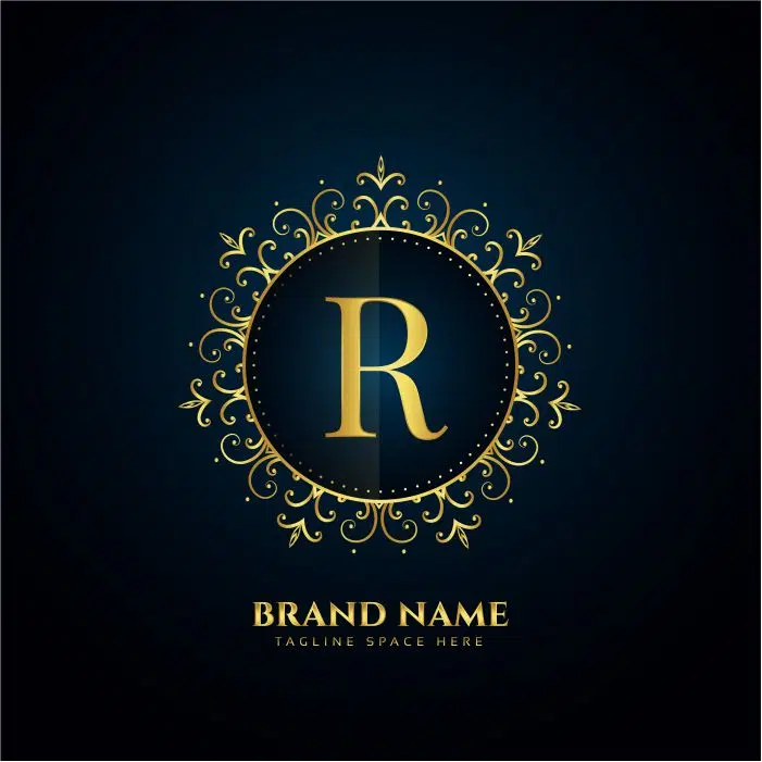 letter r logo concept with golden florals 1 طرح وکتور حروف الفبای گل رز