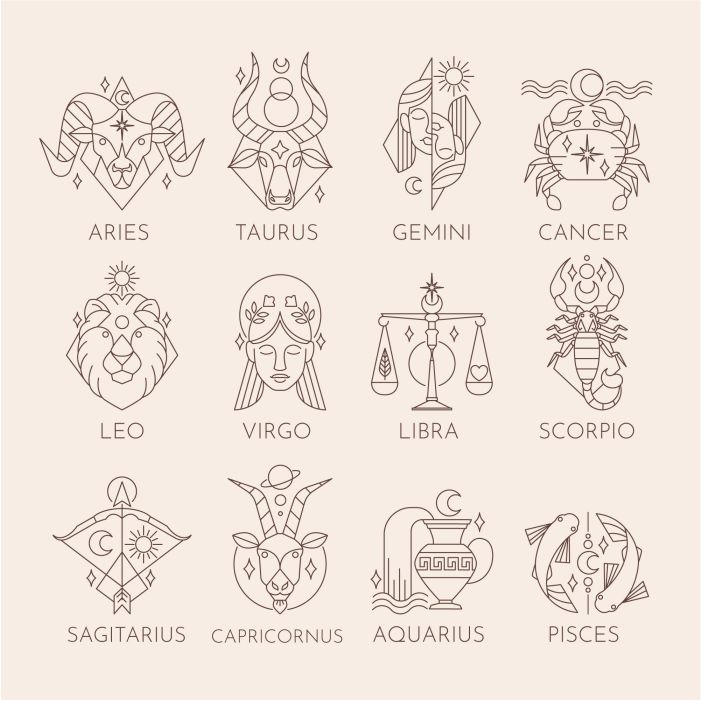 linear flat zodiac sign collection 1