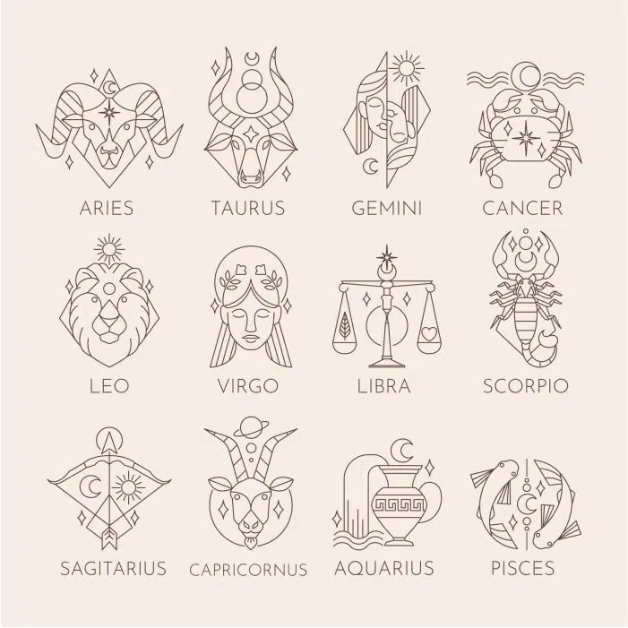 ست وکتور نشان های برج - صورت های فلکی 1 linear flat zodiac sign collection 1 ست وکتور نشان های برج - صورت های فلکی