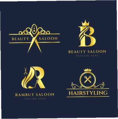 طرح وکتور لوگو و آرم ست 4 تایی آرایشگاه زنانه و مردانه