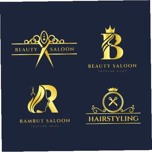 luxury hair salon logo collection 1 طرح وکتور 4 تایی آرایشگاه - لوگو باربر شاپ و بیوتی سالن