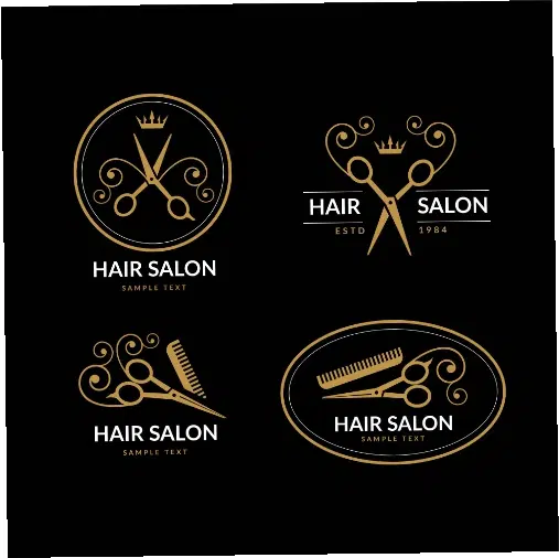 luxury hair salon logo collection 2 1 طرح وکتور 4 تایی آرایشگاه - لوگو باربر شاپ و بیوتی سالن