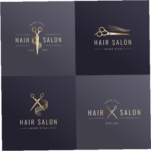 luxury hair salon logo collection 3 1 طرح وکتور لوگو و آرم آرایشگاه - سالن آریش مو - قیچی و مو