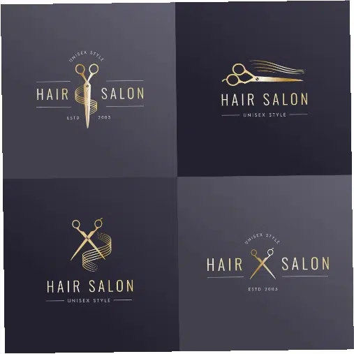 luxury hair salon logo collection 3 1 طرح وکتور 4 تایی آرایشگاه - لوگو باربر شاپ و بیوتی سالن