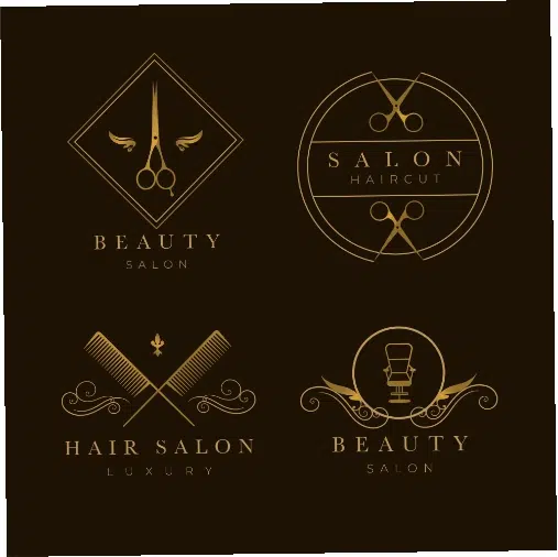 luxury hair salon logo collection 4 1 طرح وکتور 4 تایی آرایشگاه - لوگو باربر شاپ و بیوتی سالن