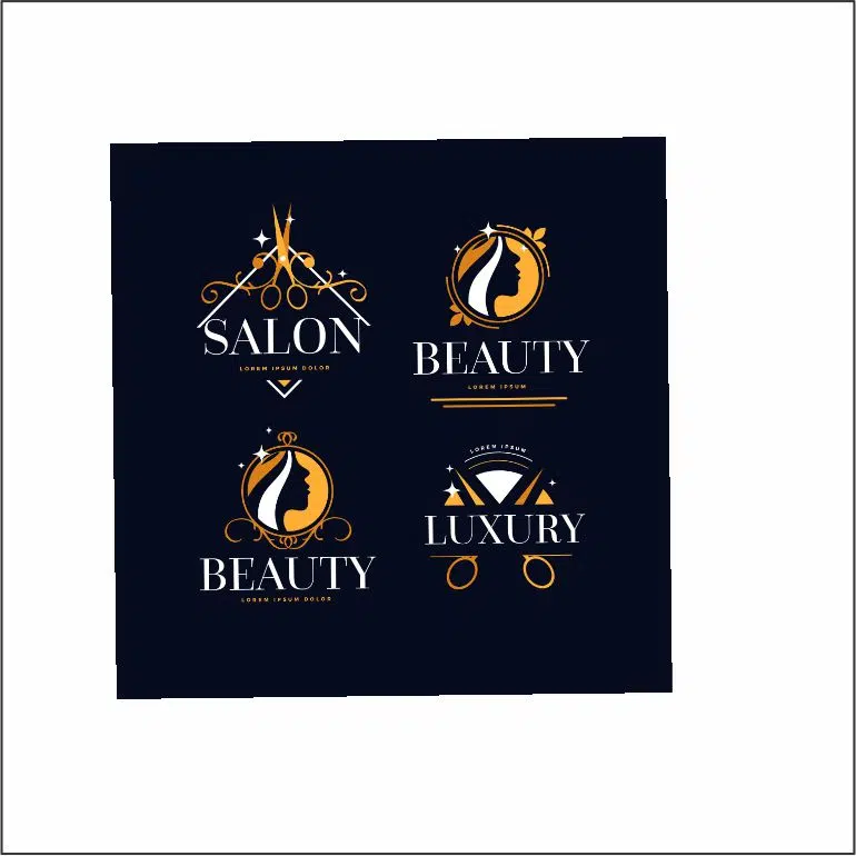 luxury hair salon logo collection 5 1 طرح وکتور 4 تایی آرایشگاه - لوگو باربر شاپ و بیوتی سالن