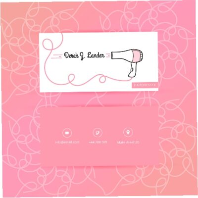 طرح کارت ویزیت آرایشگاه با رنگ صورتی