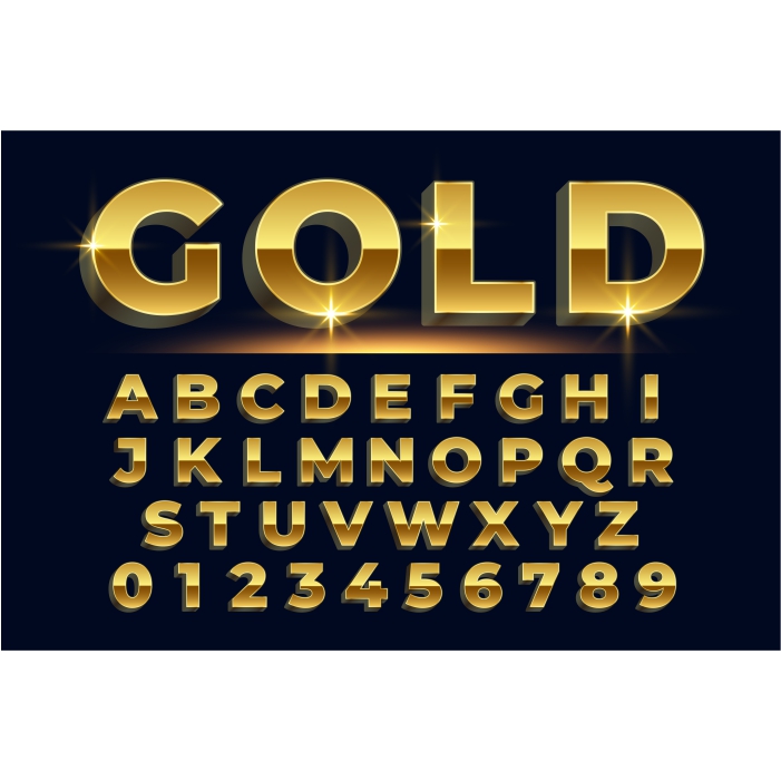 premium golden shiny text effect set of alphabets 1