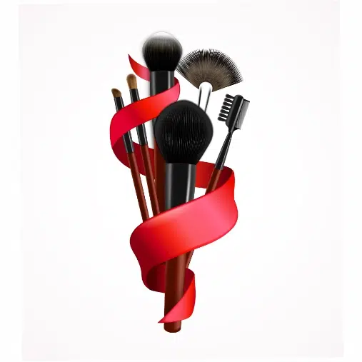 realistic make up brushes composition 1 قرمز-براش-سکته-پس زمینه