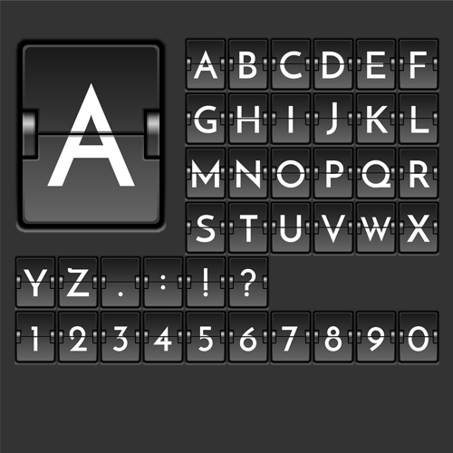 realistic scoreboard style alphabet 1 طرح وکتور حروف الفبای گل رز