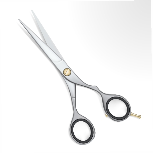 realistic steel scissors with gold detail white 1