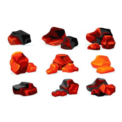 ست وکتور زغال سنگ قرمز