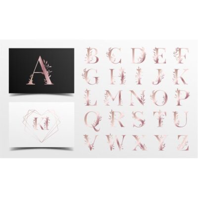 طرح وکتور حروف الفبای گل رز