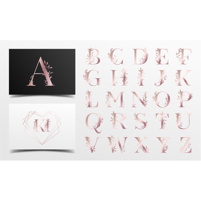 rose gold alphabet with floral 1