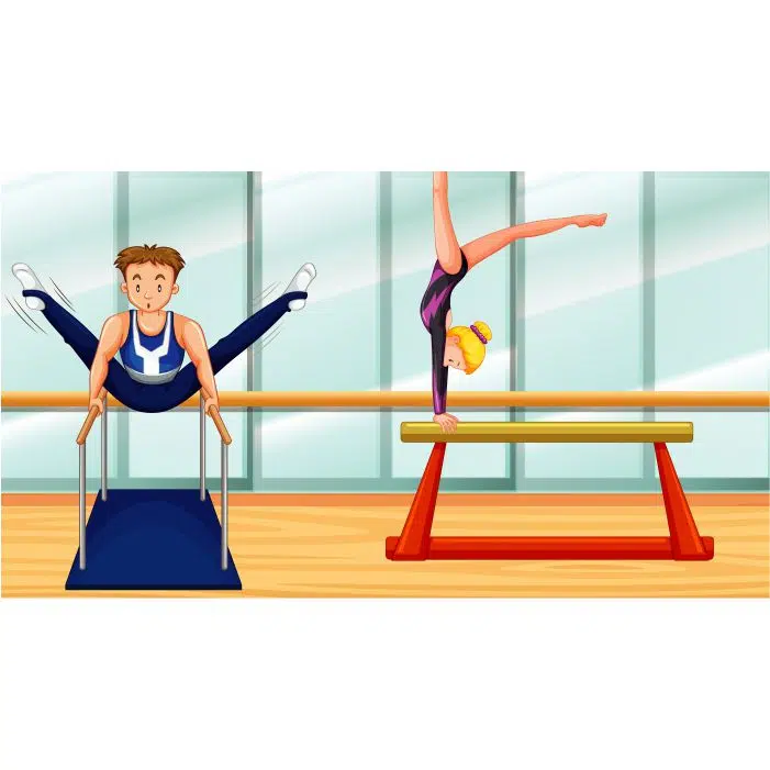 scene with two people doing gymnastic room 1 طرح وکتور شبح های بچه ها - بازی ورزش