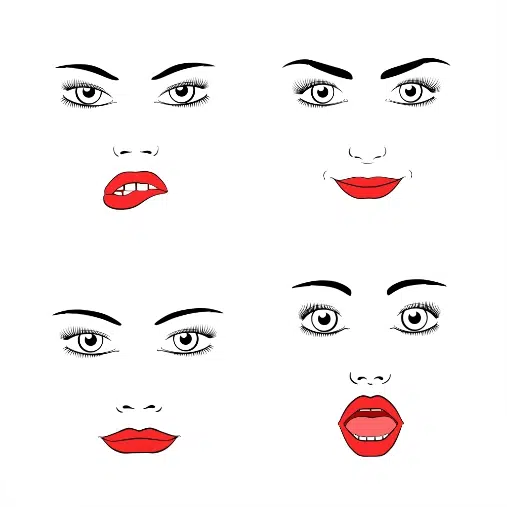 set beautiful woman face silhouette emotions joy surprise anger 1 طرح ست حالات مختلف صورت زن - چهره - حالات مخلتف احساسی صورت - شادی - تعجب - خشم