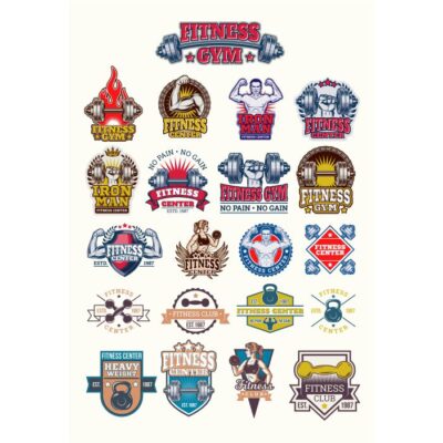 طرح وکتور مجموعه - برچسب ها - بدنسازی - جدا شده